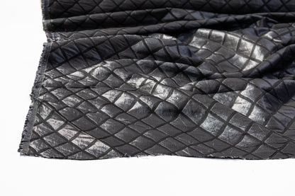 Diamond Metallic Brocade - Charcoal Gray