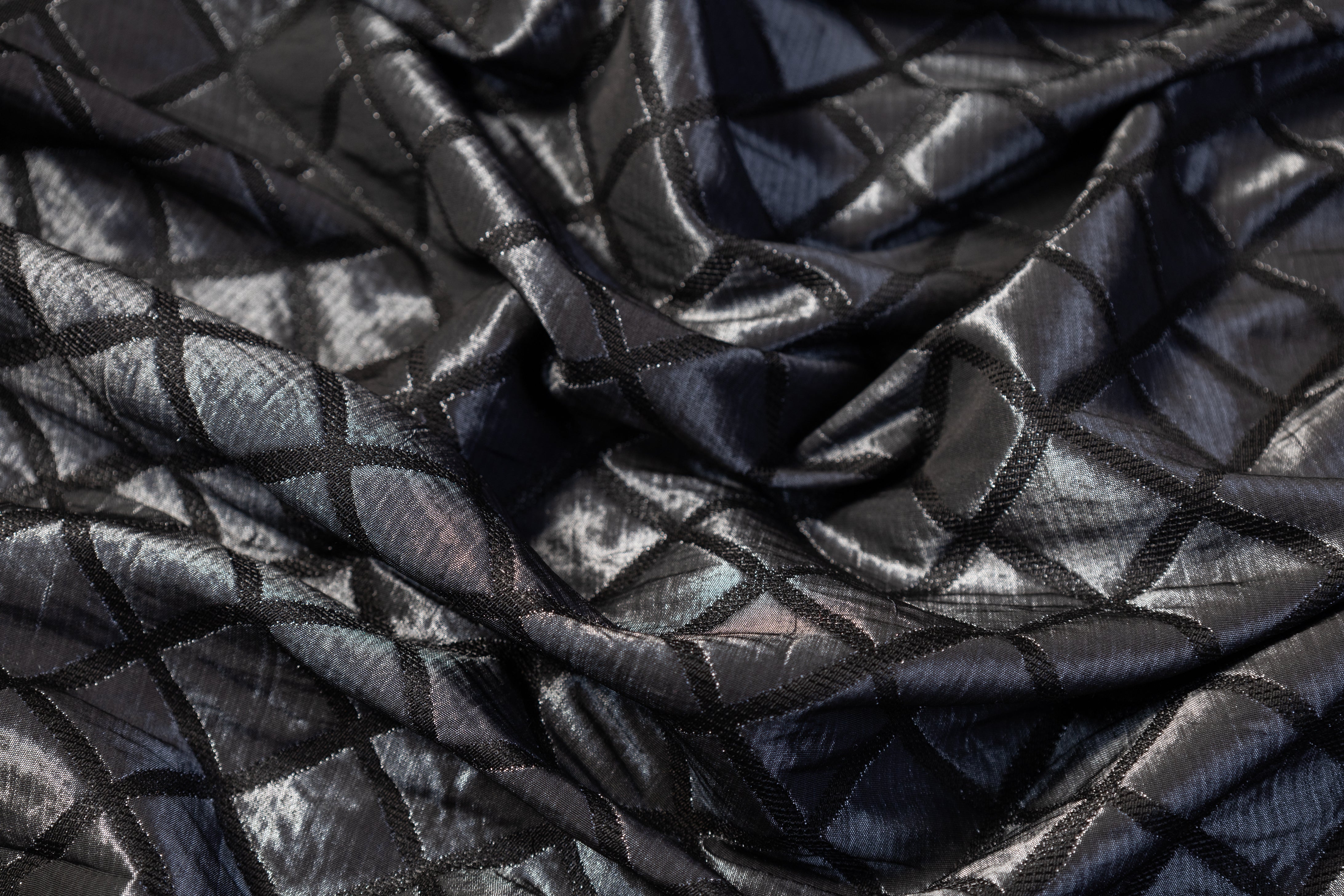 Diamond Metallic Brocade - Charcoal Gray