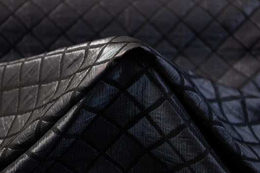 Diamond Metallic Brocade - Charcoal Gray