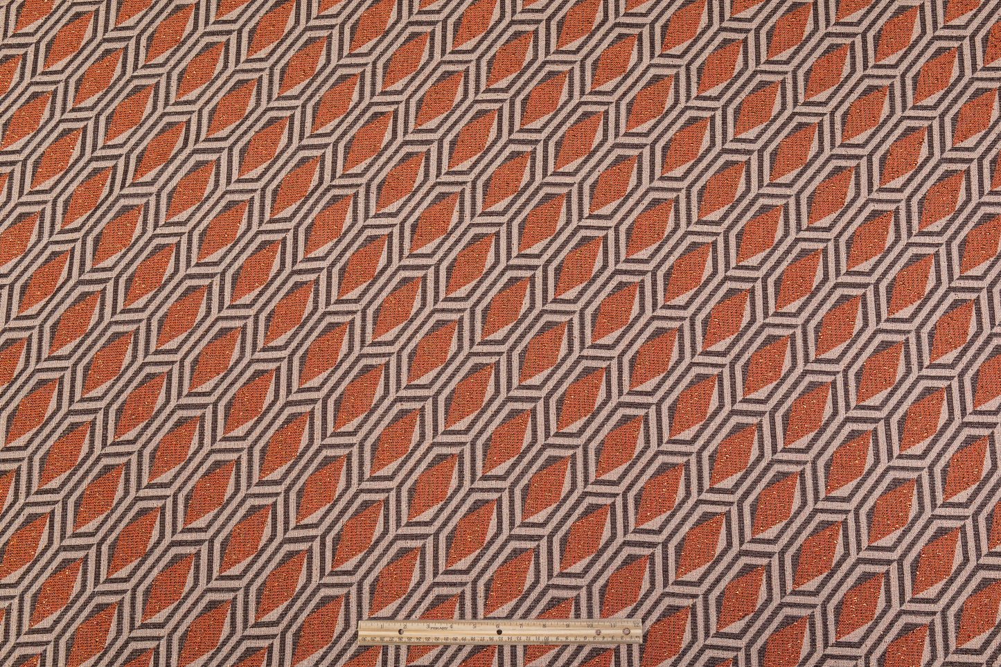 Abstract Metallic Italian Tweed - Orange / Beige