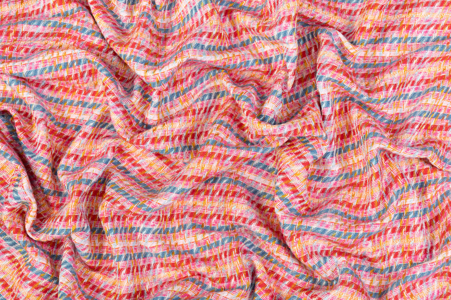 Italian Cotton Viscose Blend Tweed - Pink