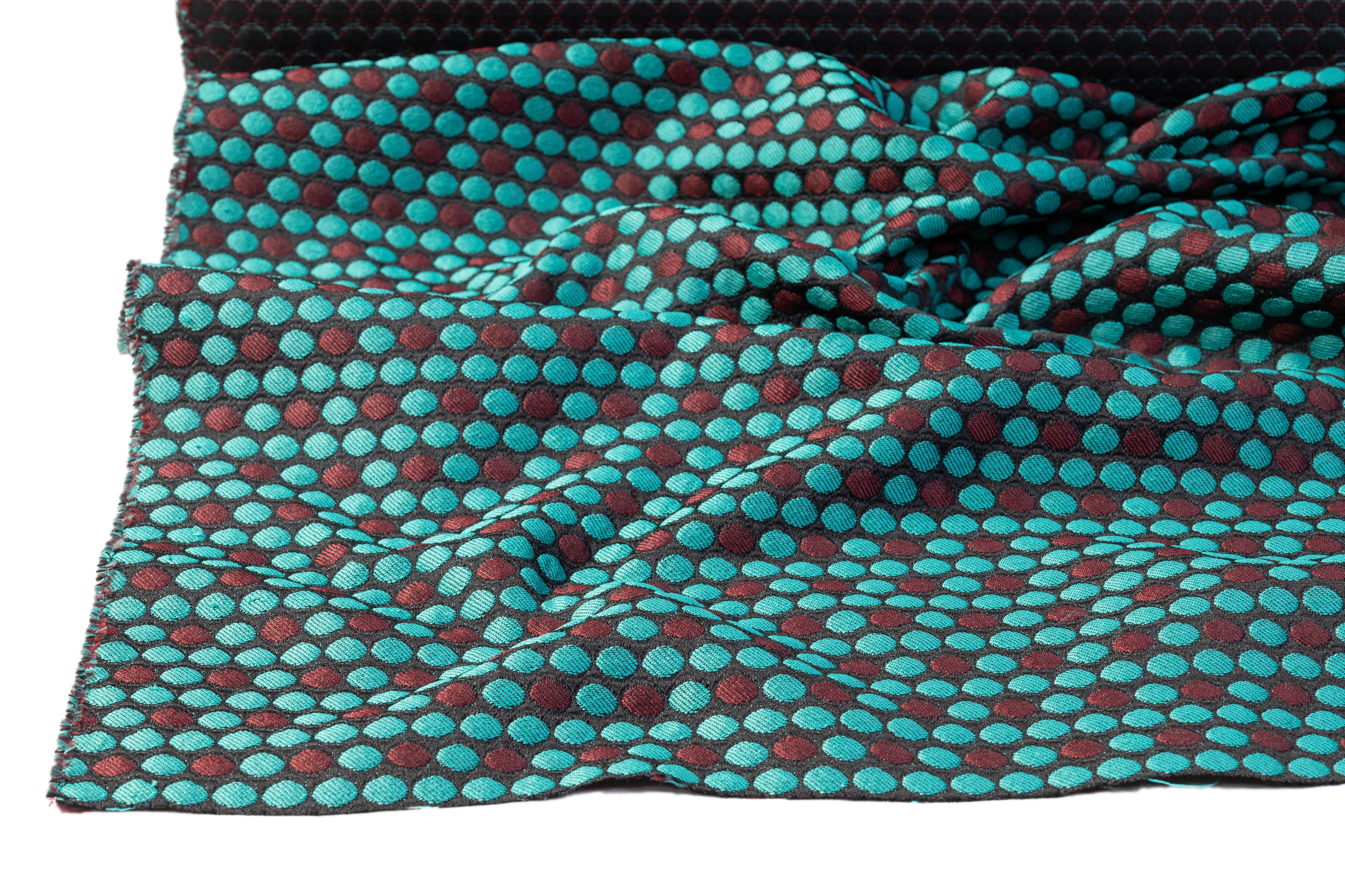 Dotted Italian Brocade - Black / Teal / Burgundy