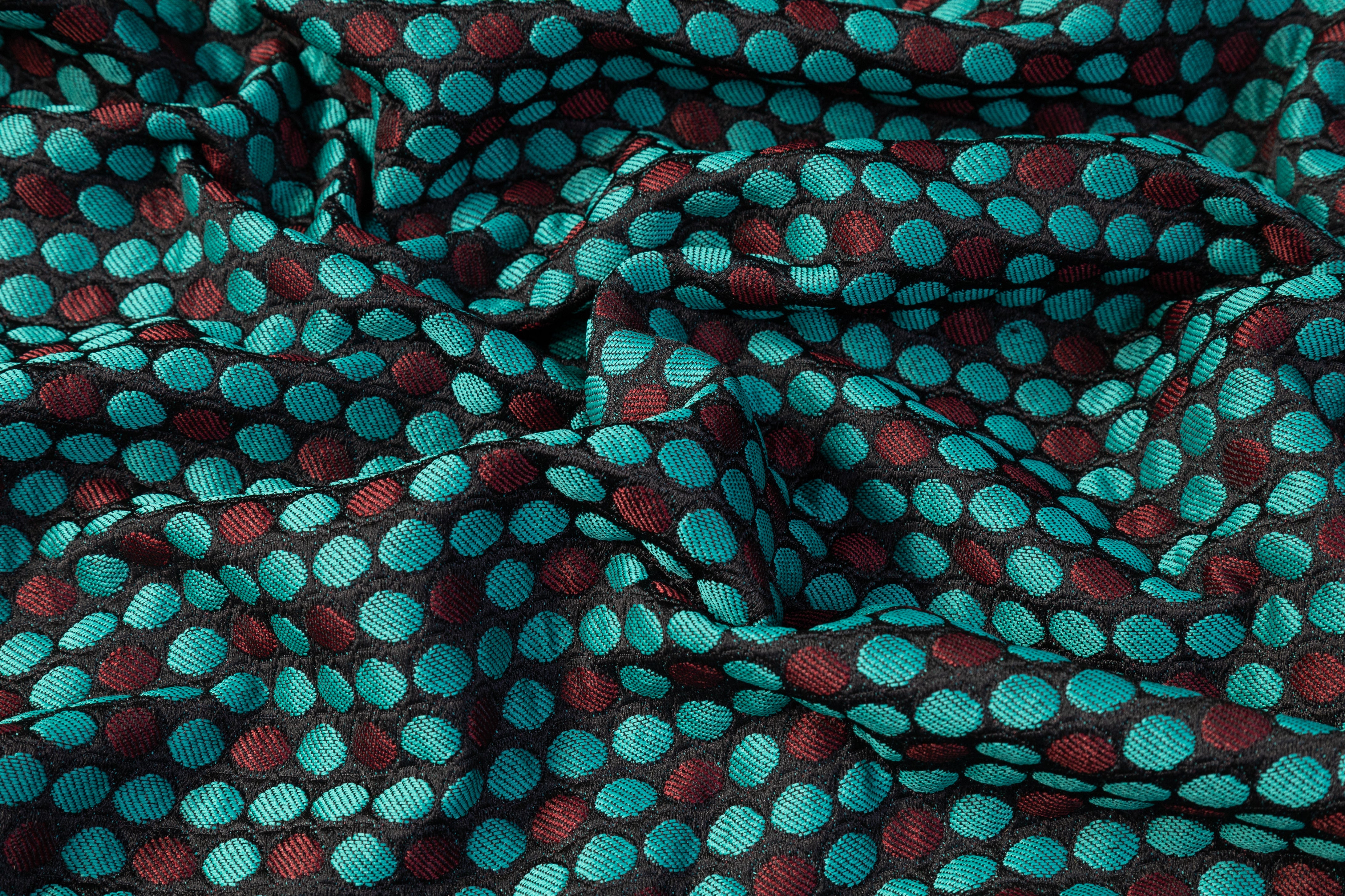 Dotted Italian Brocade - Black / Teal / Burgundy
