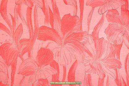 Floral Metallic Italian Cloqué Brocade - Pink