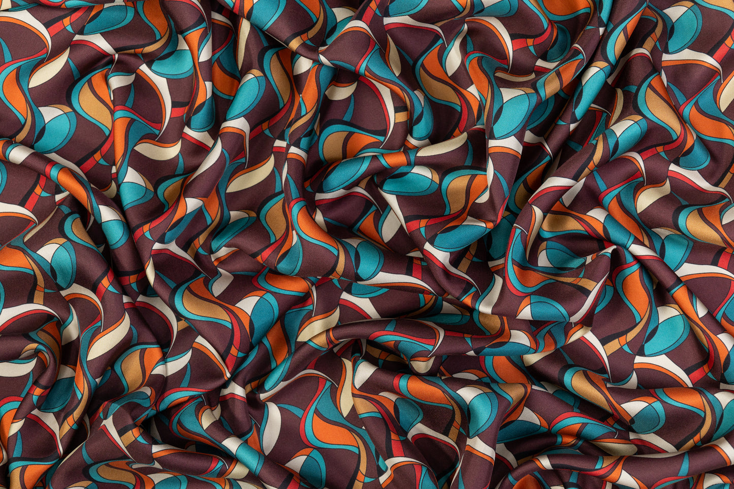 Abstract Printed Italian Silk Twill - Multicolor