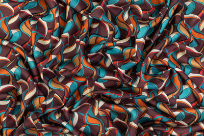 Abstract Printed Italian Silk Twill - Multicolor