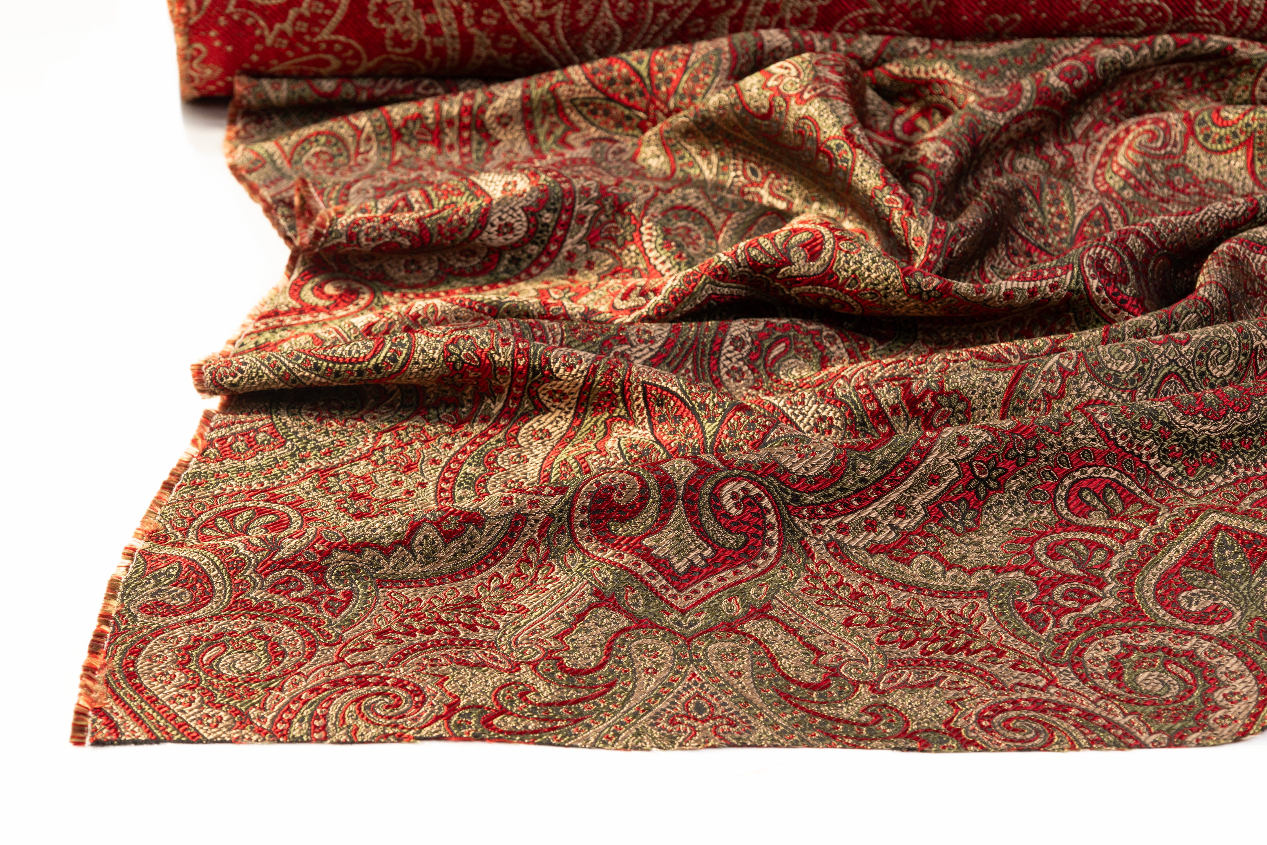 Damask Italian Brocade - Red / Green / Beige