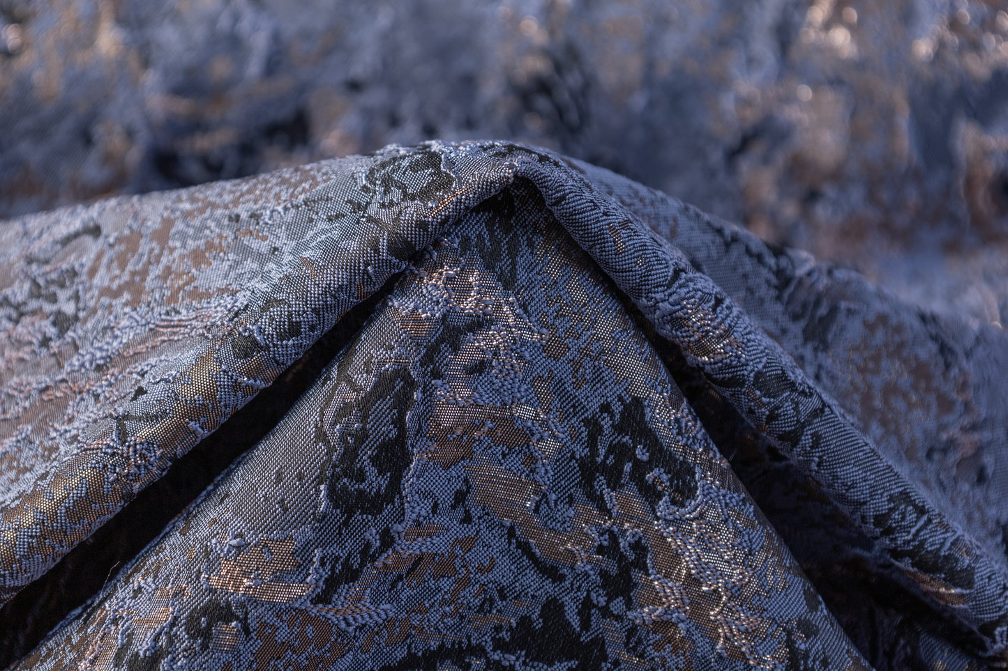 Abstract Metallic Brocade - Blue / Gray