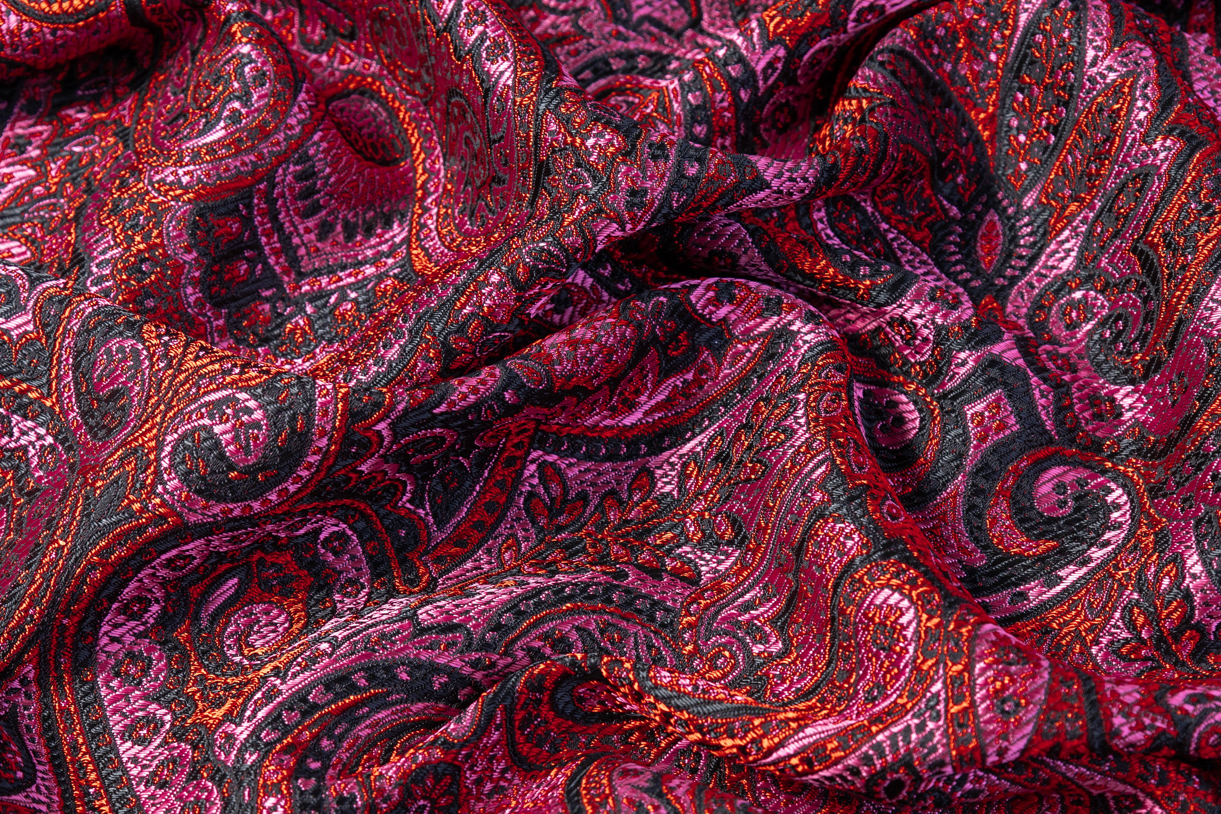Damask Italian Brocade - Red / Pink / Black