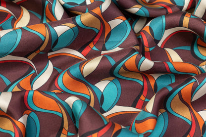 Abstract Printed Italian Silk Twill - Multicolor