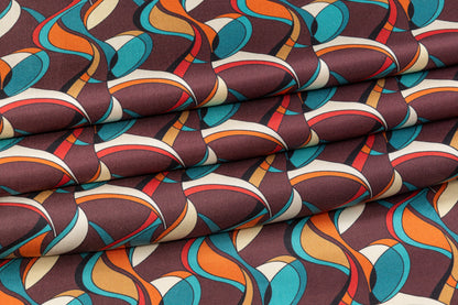 Abstract Printed Italian Silk Twill - Multicolor