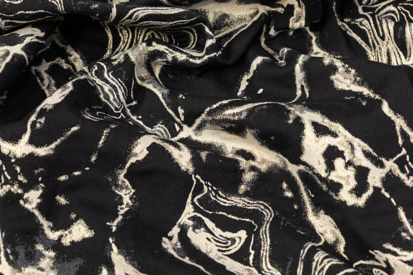 Abstract Metallic Italian Cotton Blend Brocade - Black