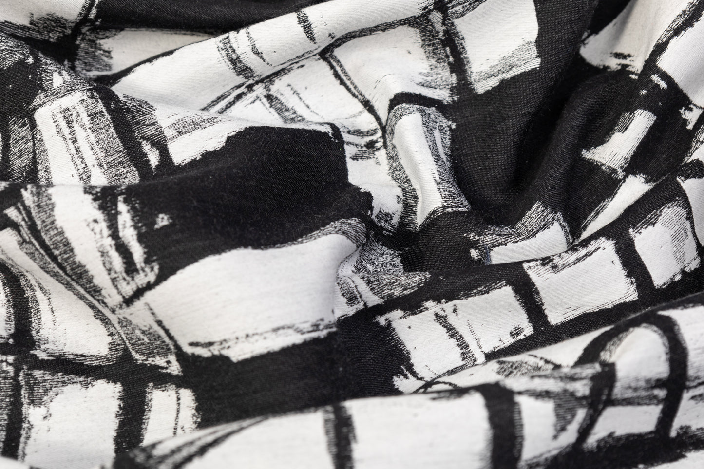 Abstract Italian Silk Blend Brocade - Black / White