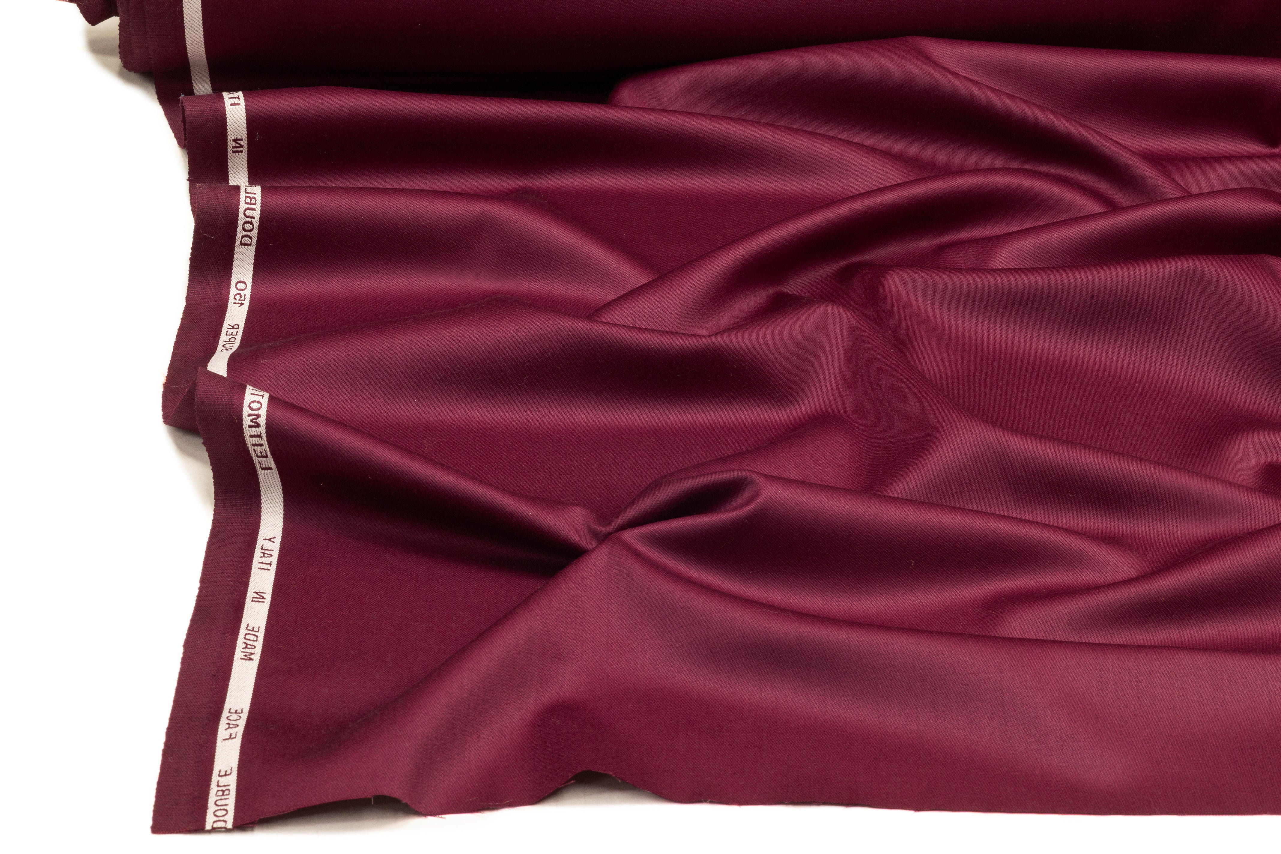 Super 150s Italian Wool Blend Satin Faille Suiting - Burgundy