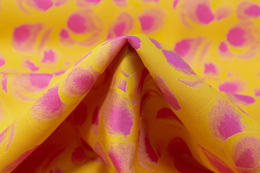 Abstract Silk Blend Brocade - Pink / Yellow