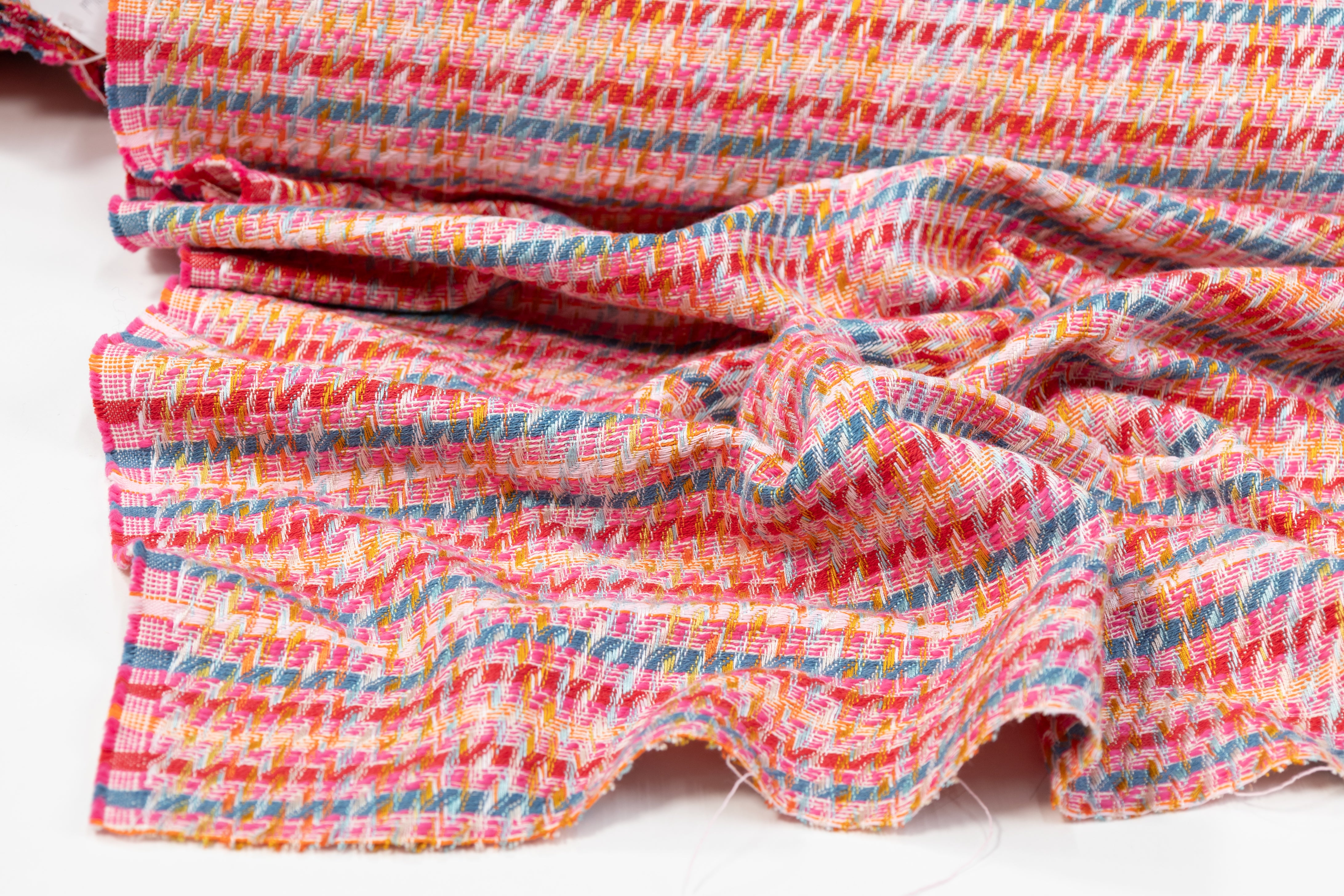 Italian Cotton Viscose Blend Tweed - Pink