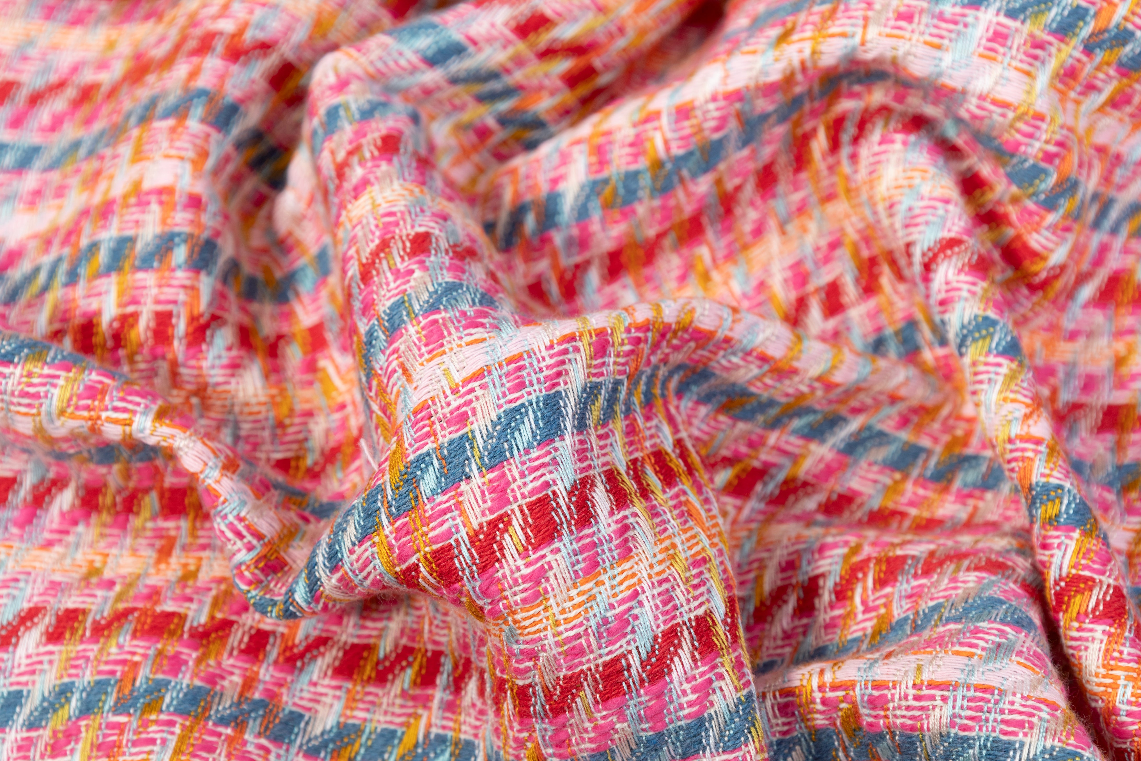 Italian Cotton Viscose Blend Tweed - Pink