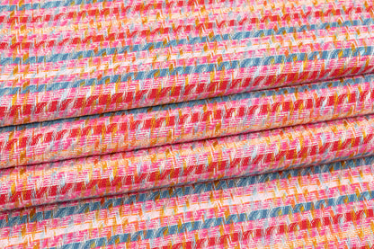 Italian Cotton Viscose Blend Tweed - Pink