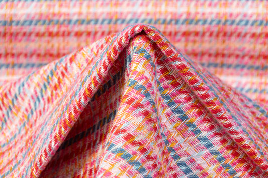 Italian Cotton Viscose Blend Tweed - Pink