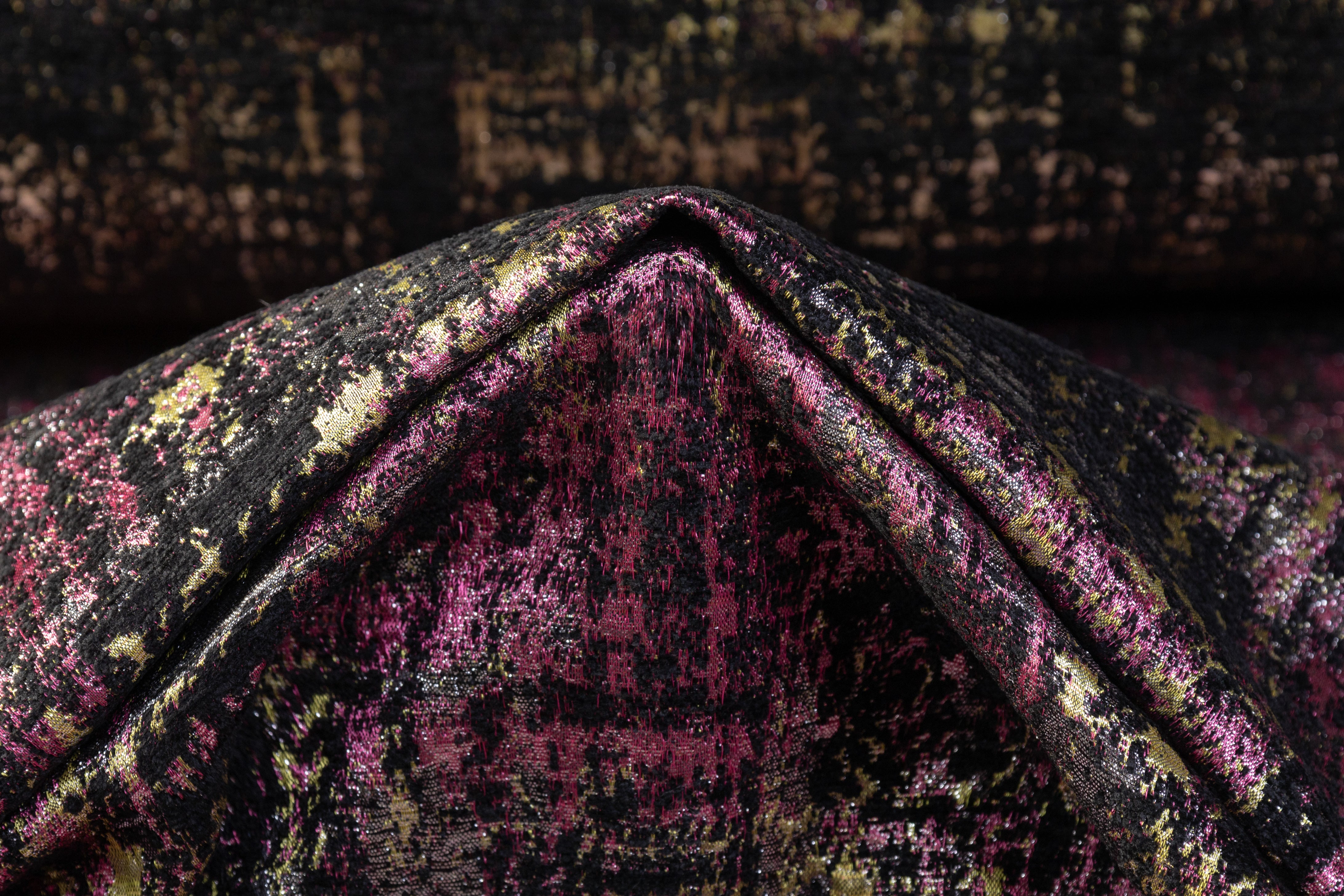Abstract Metallic Italian Chenille Brocade - Pink / Silver / Gold / Black