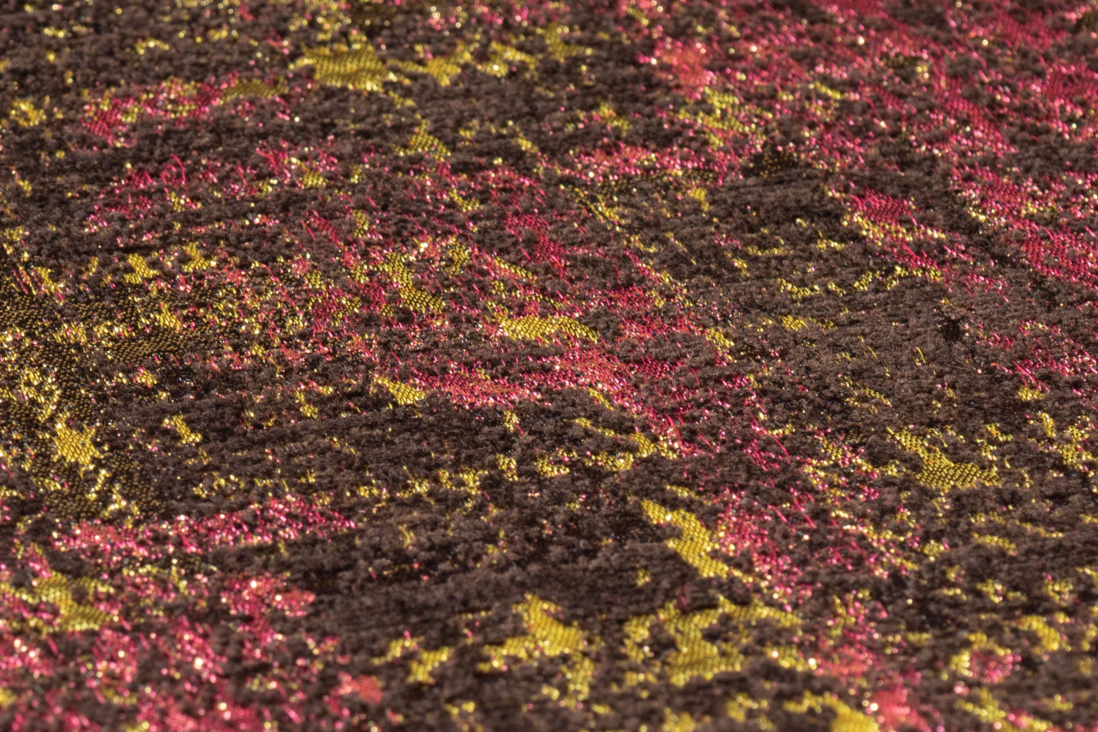 Abstract Metallic Italian Chenille Brocade - Pink / Gold / Brown