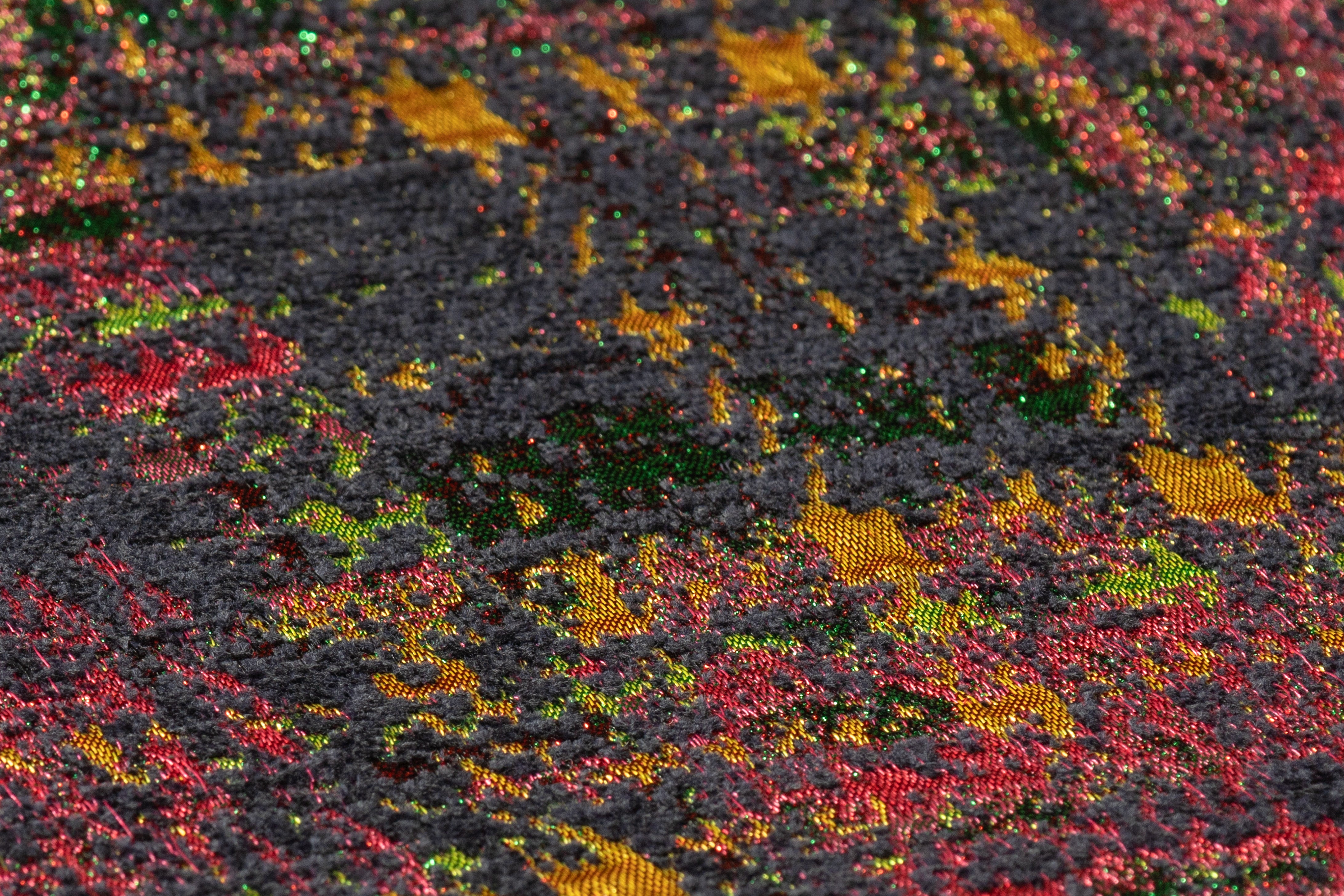 Abstract Metallic Italian Chenille Brocade - Pink / Green / Gold / Black