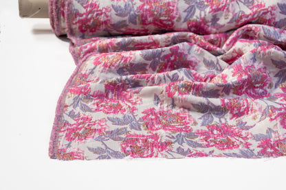 Floral Metallic Crushed Brocade - Pink / Lavender