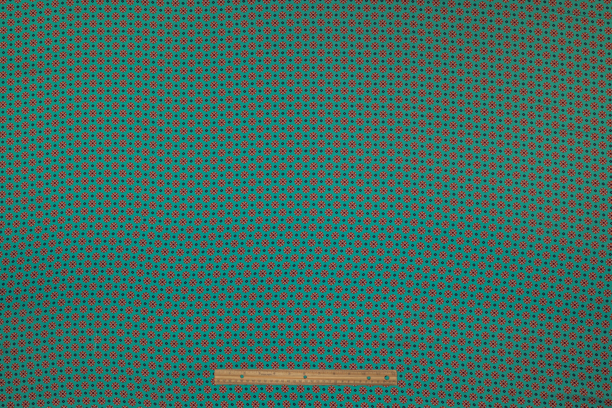 Foulard Medallion Italian Silk Twill - Jade Green