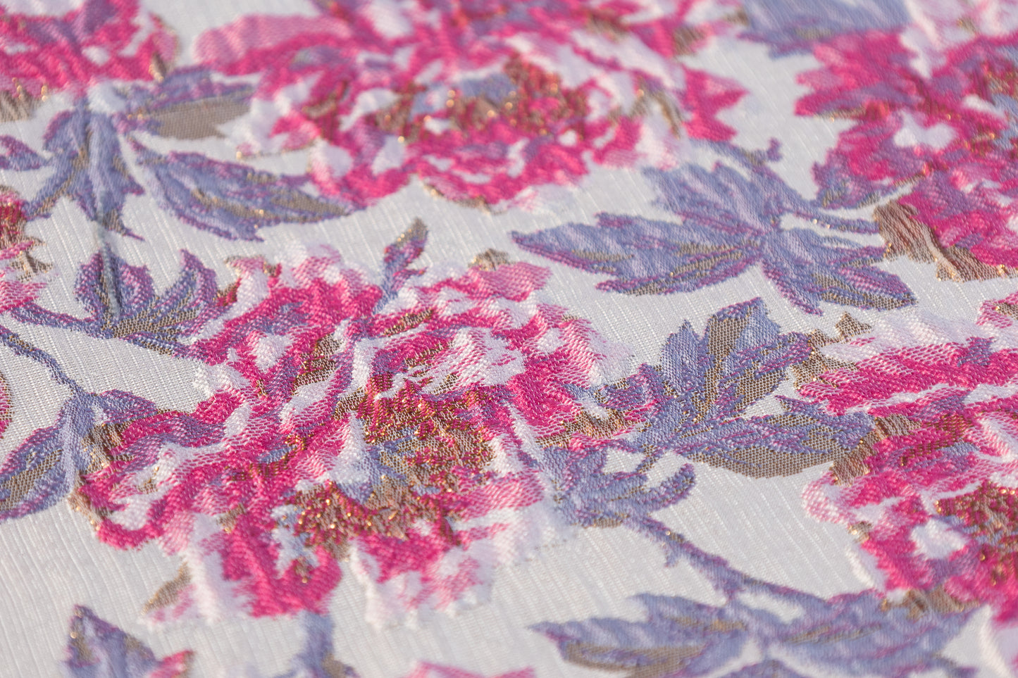 Floral Metallic Crushed Brocade - Pink / Lavender