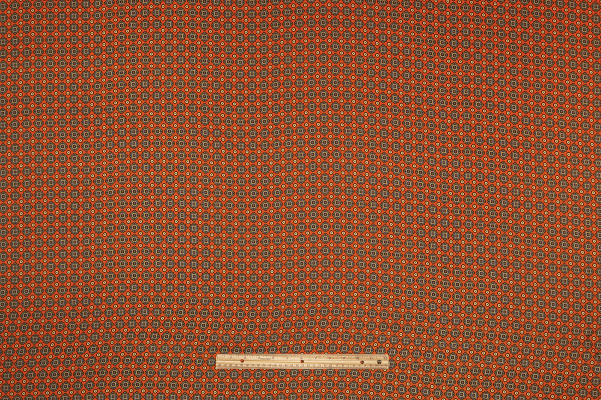 Foulard Medallion Italian Silk Twill - Burnt Orange