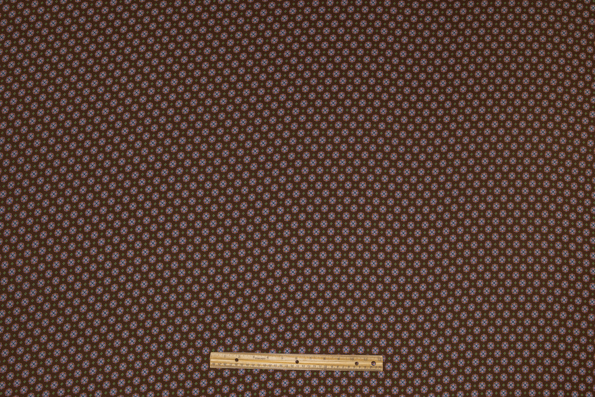 Foulard Medallion Italian Silk Twill - Brown / Green / Orange