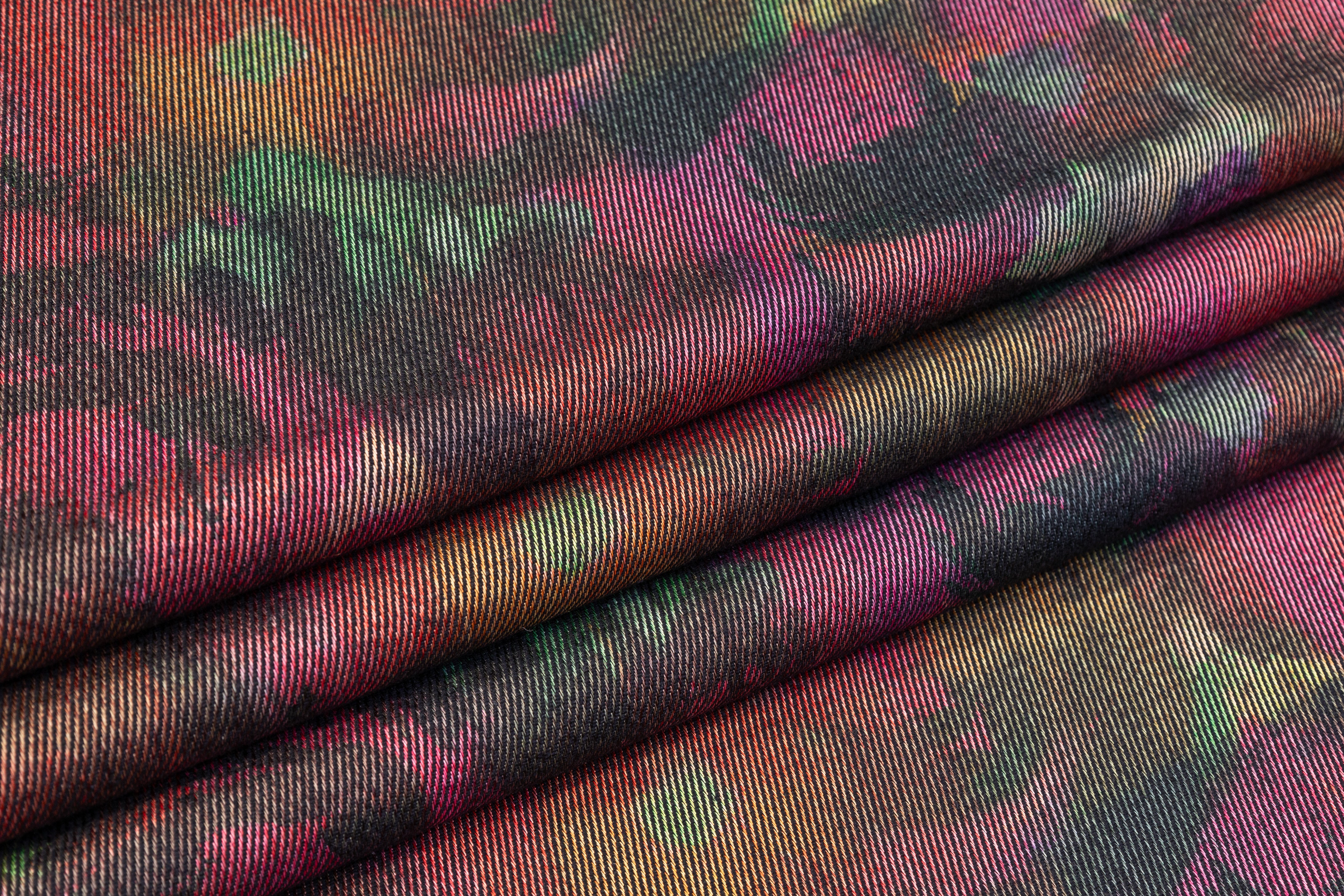 Abstract Italian Chiné Twill - Fuchsia / Green