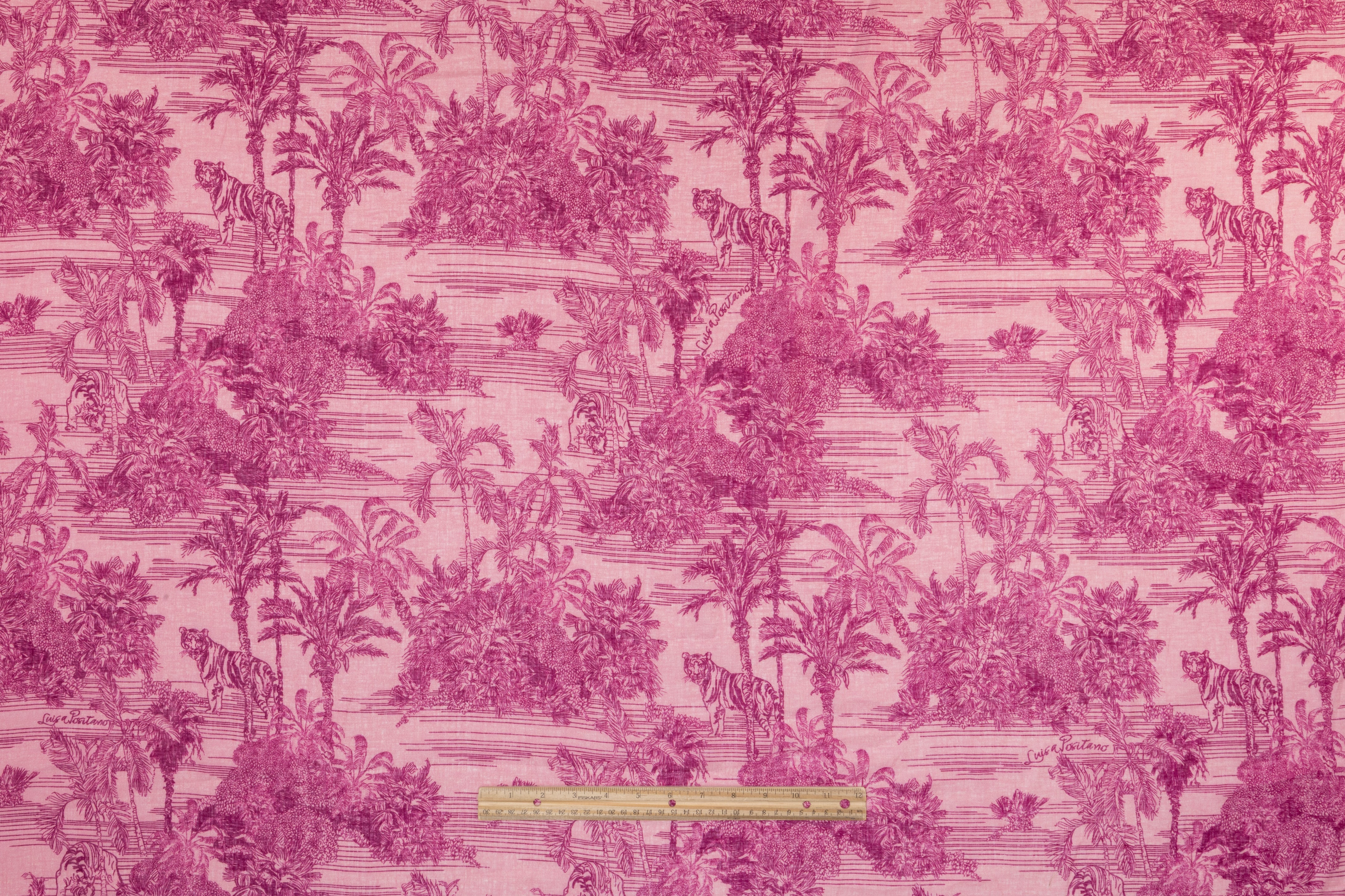 Jungle Toile Italian Linen - Pink