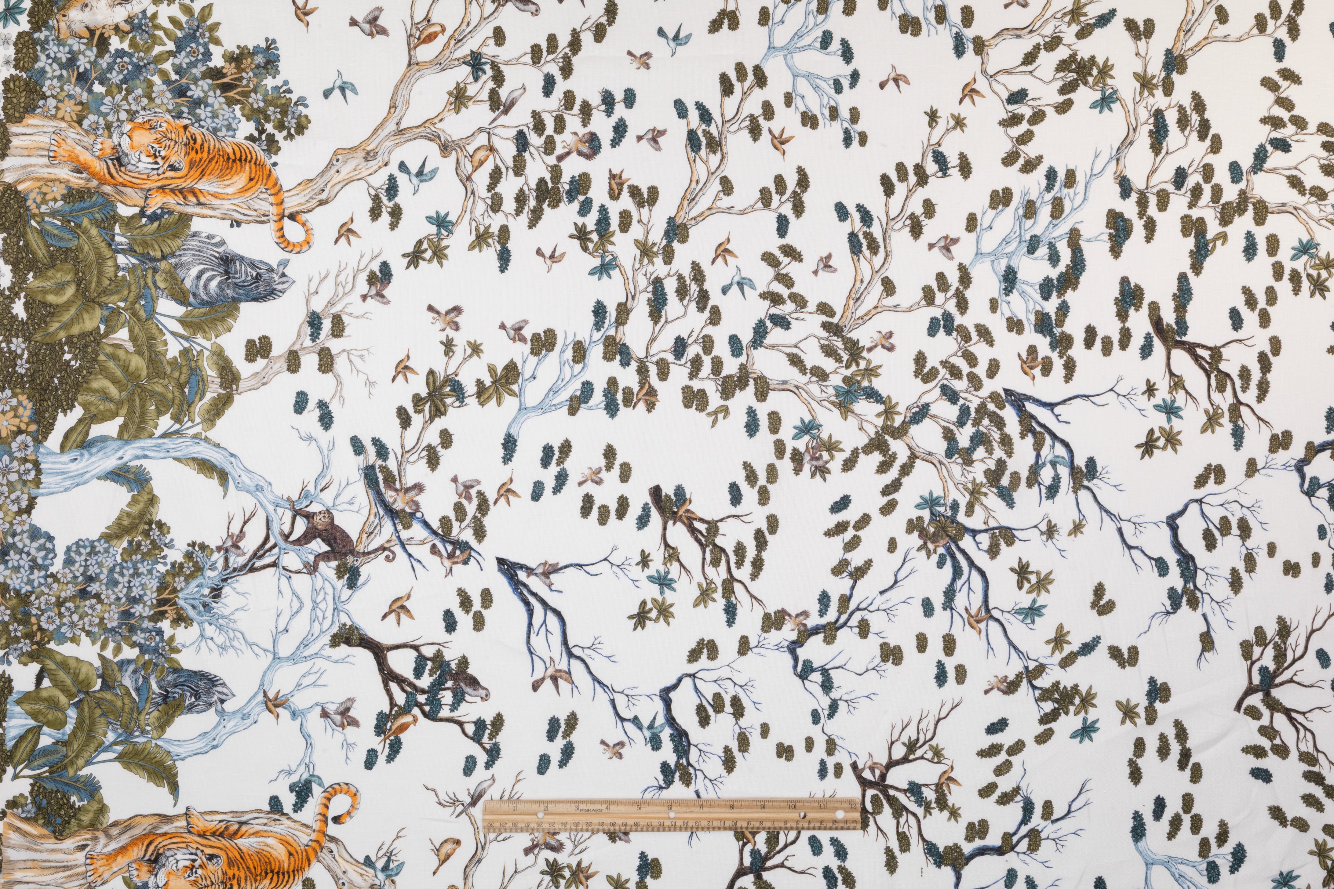 Floral Tiger Border Printed Italian Linen