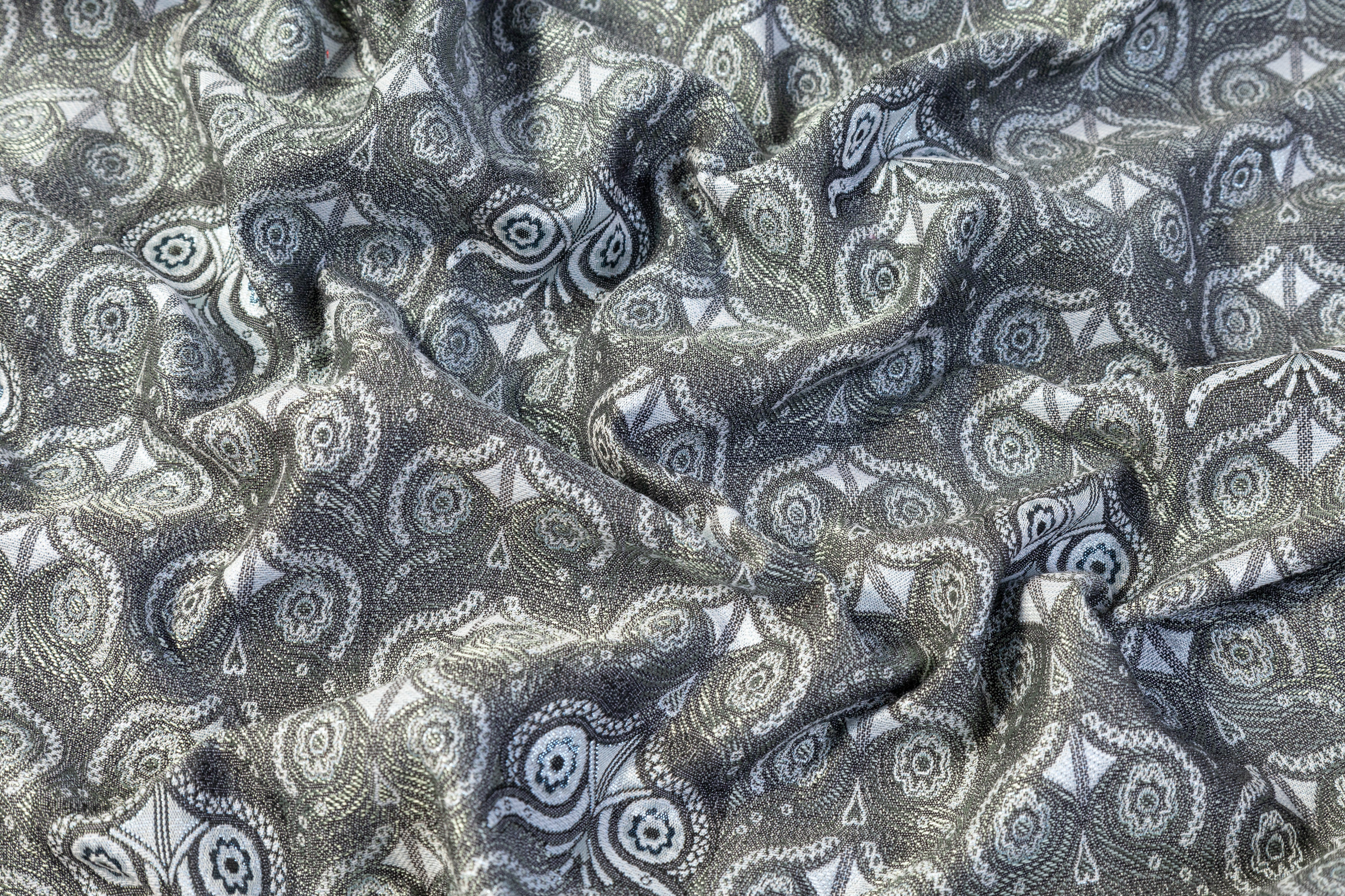 Art Deco Metallic Italian Brocade - Blue / Gray
