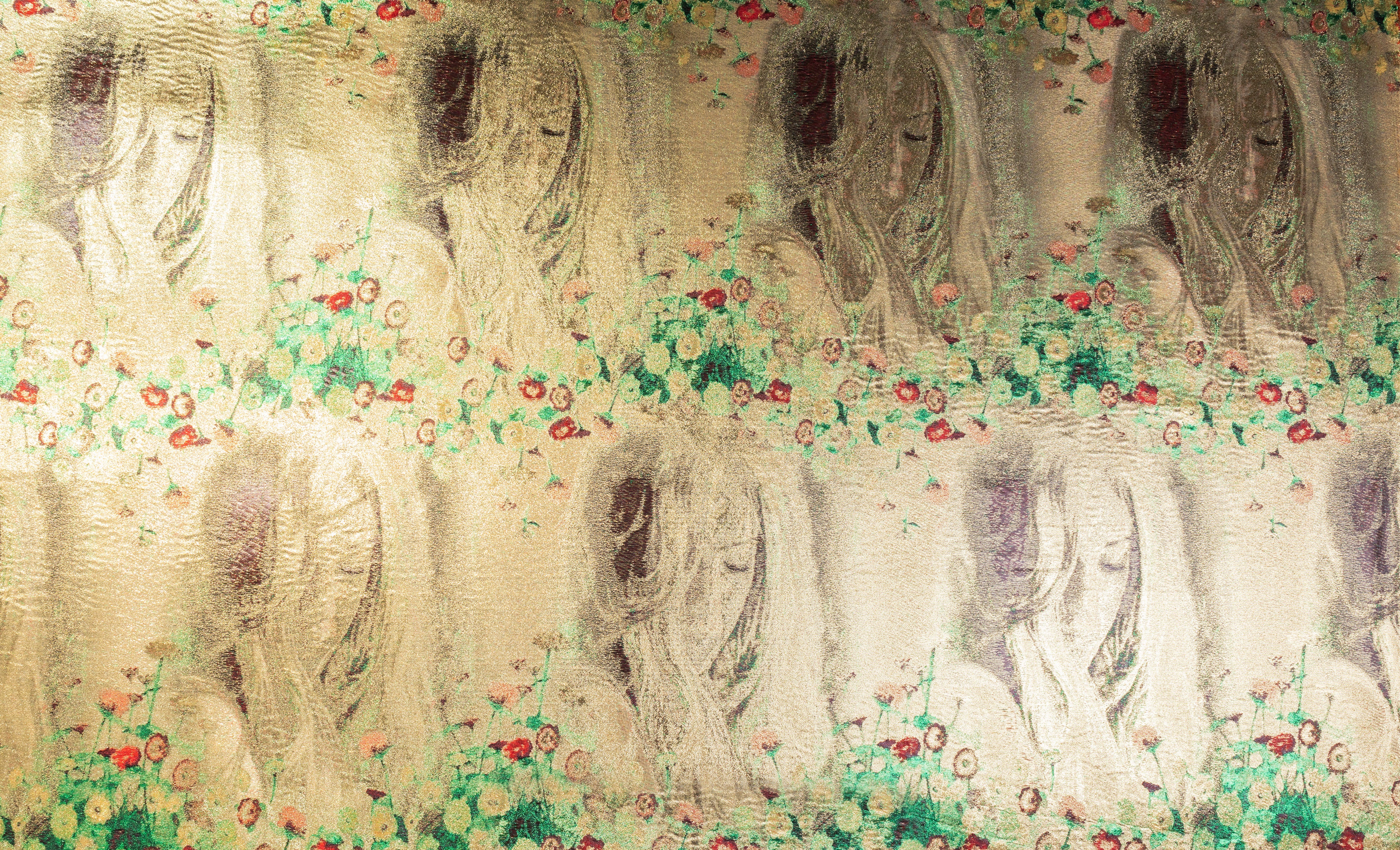 Garden Portrait - Italian Silk Lamé Panel - Gold