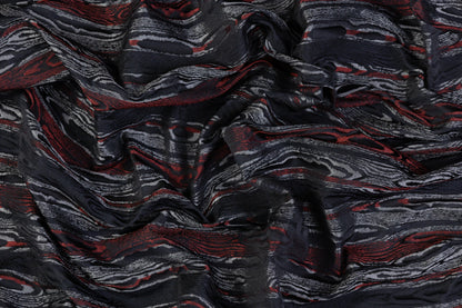 Abstract Striped Silk Blend Brocade - Black
