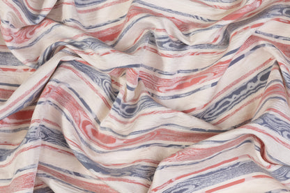 Abstract Striped Italian Silk Blend Brocade - White