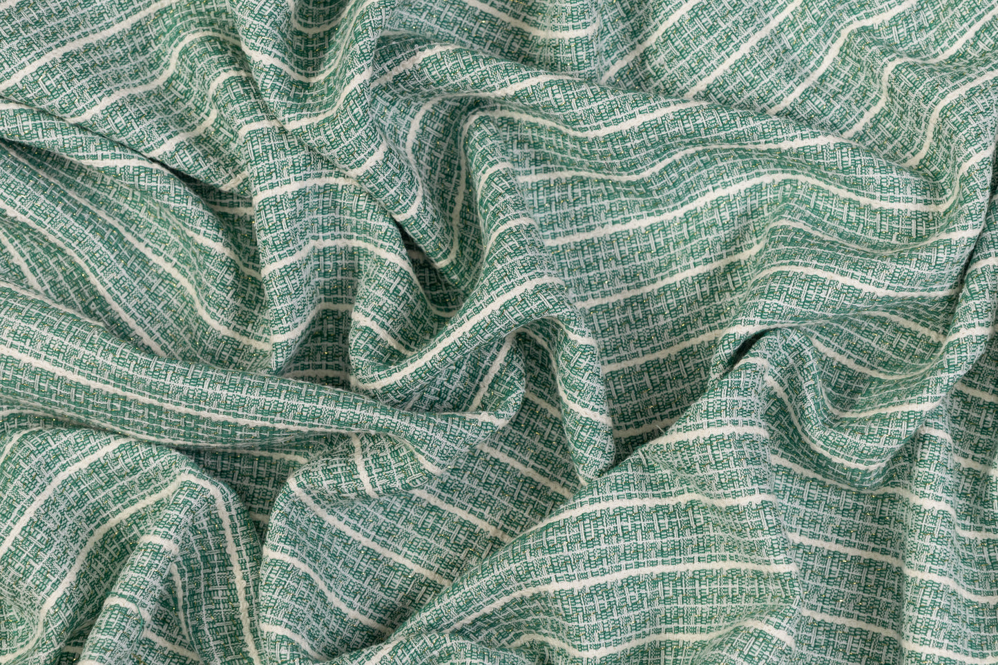 Italian Cotton Viscose Tweed - Green / White