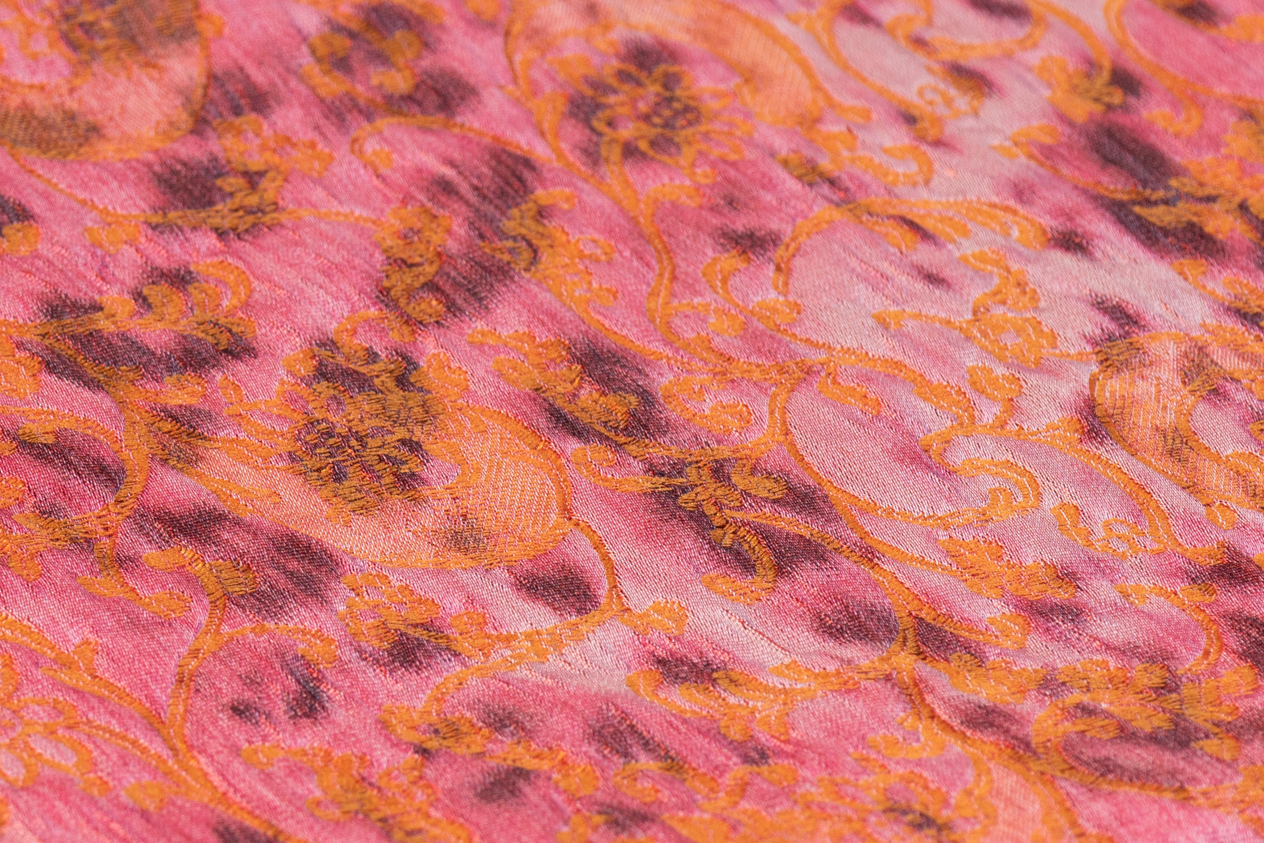 Crinkled Baroque Italian Chiné Brocade - Coral Pink