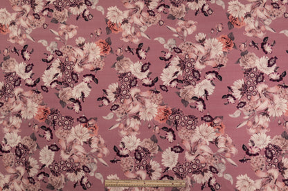 Floral Printed Italian Wool - Mauve