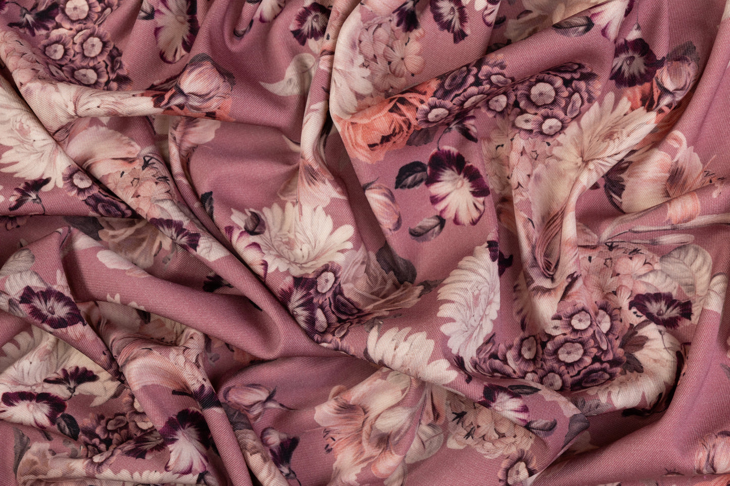 Floral Printed Italian Wool - Mauve