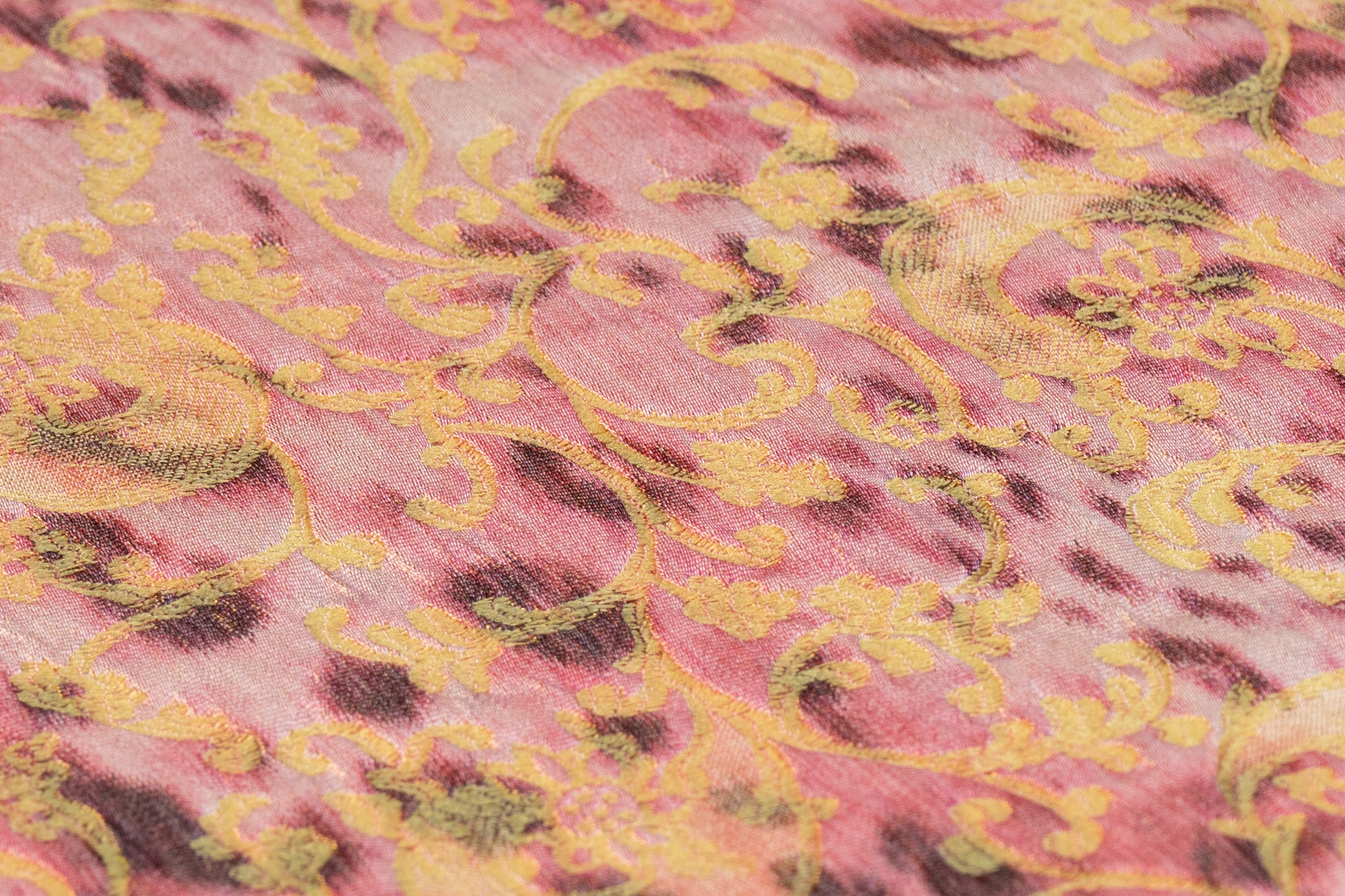 Crinkled Baroque Italian Chiné Brocade - Pink / Gold
