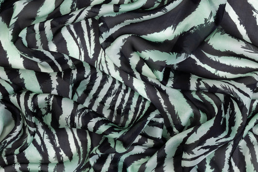 Roberto Cavalli - Italian Silk Chiffon - Green / Black