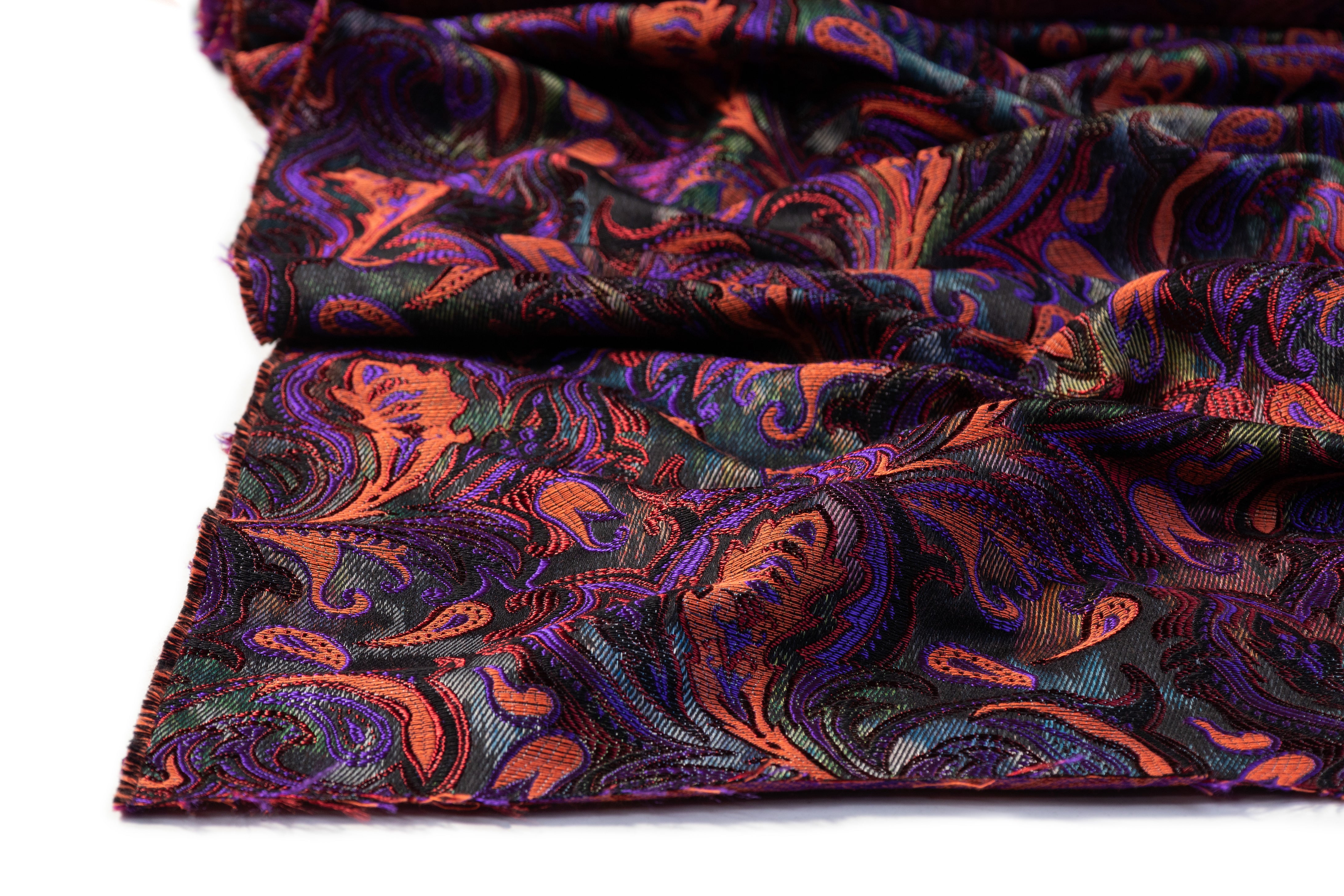 Floral Baroque Italian Chiné Brocade - Purple / Coral