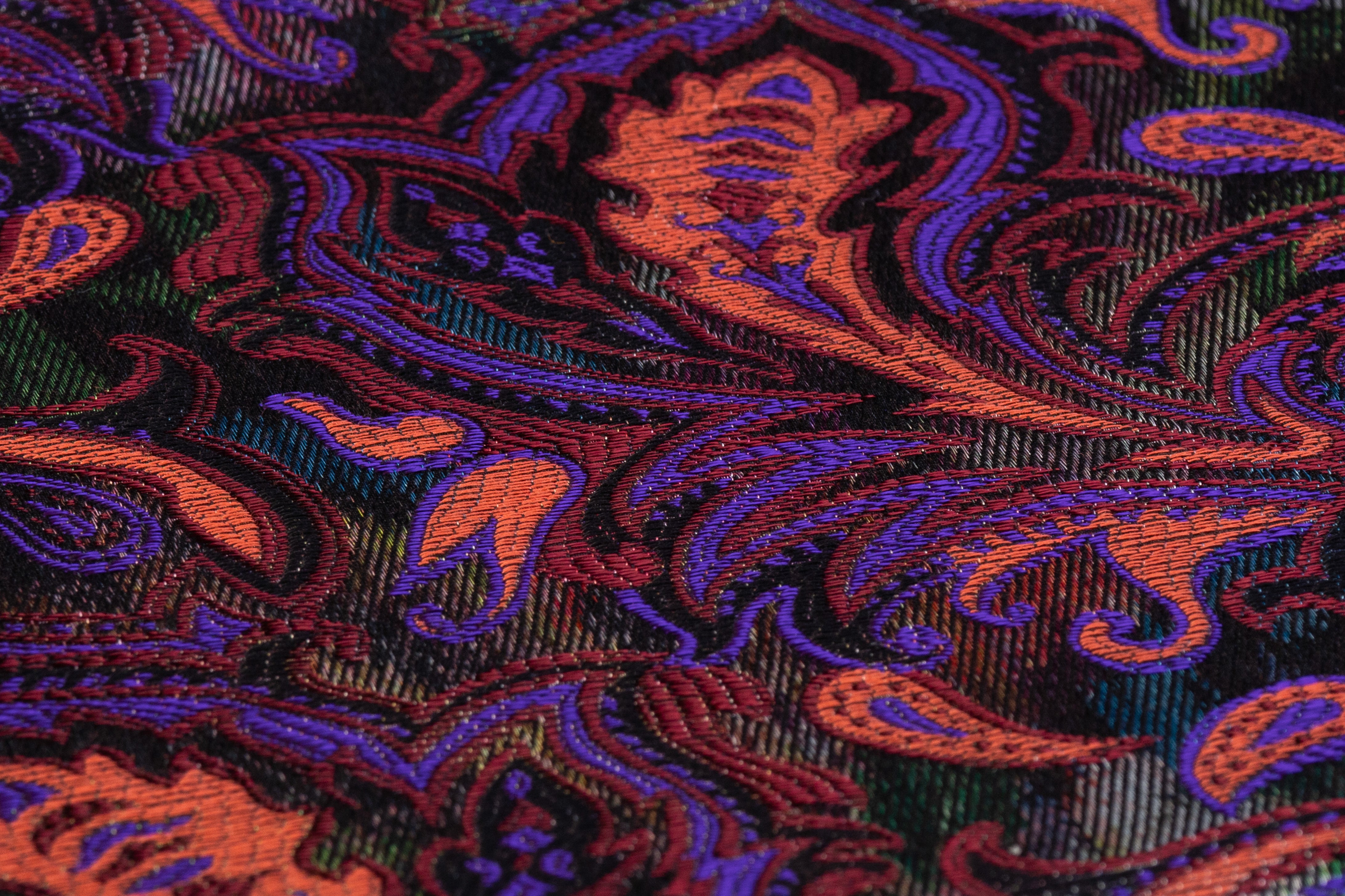 Floral Baroque Italian Chiné Brocade - Purple / Coral