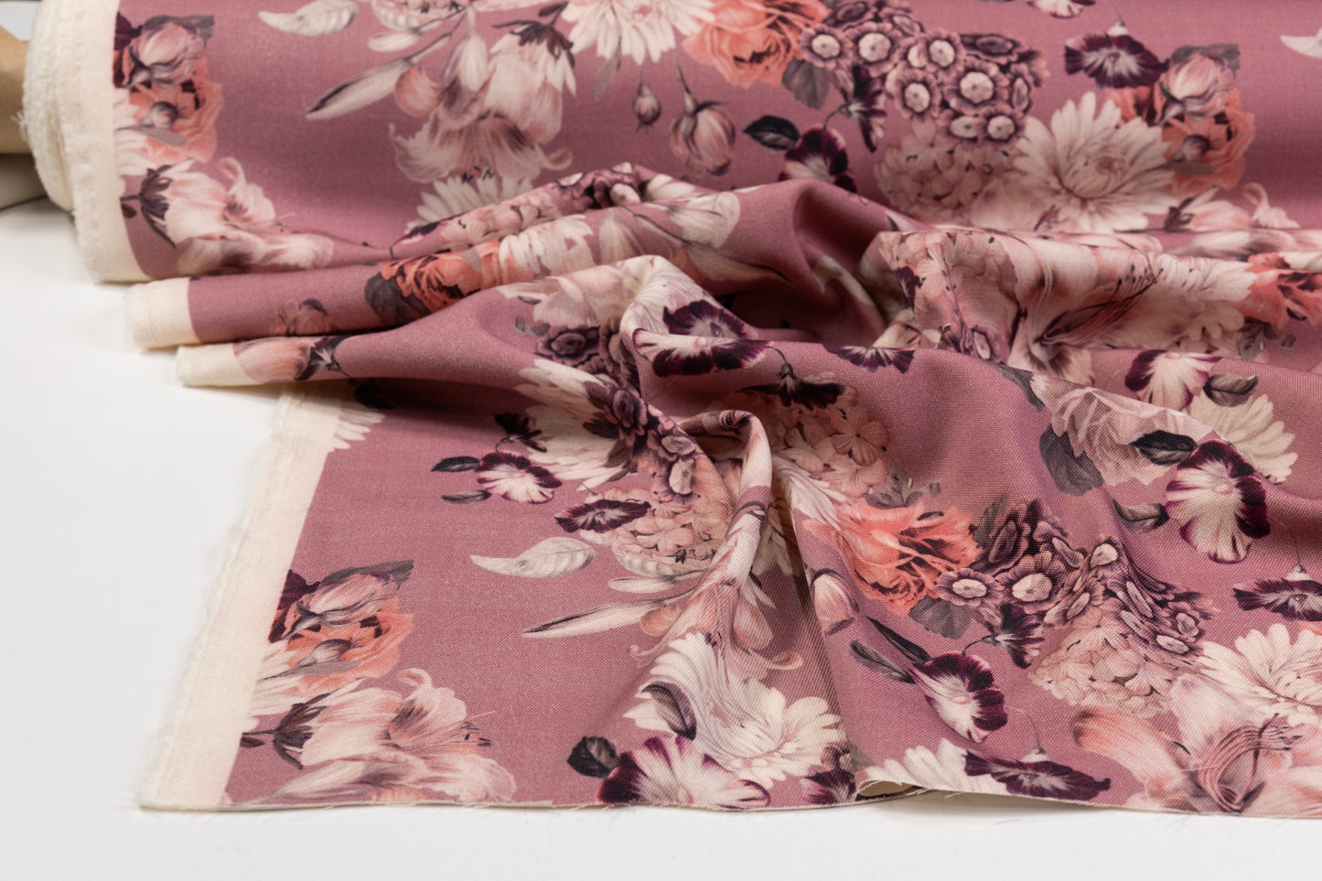 Floral Printed Italian Wool - Mauve