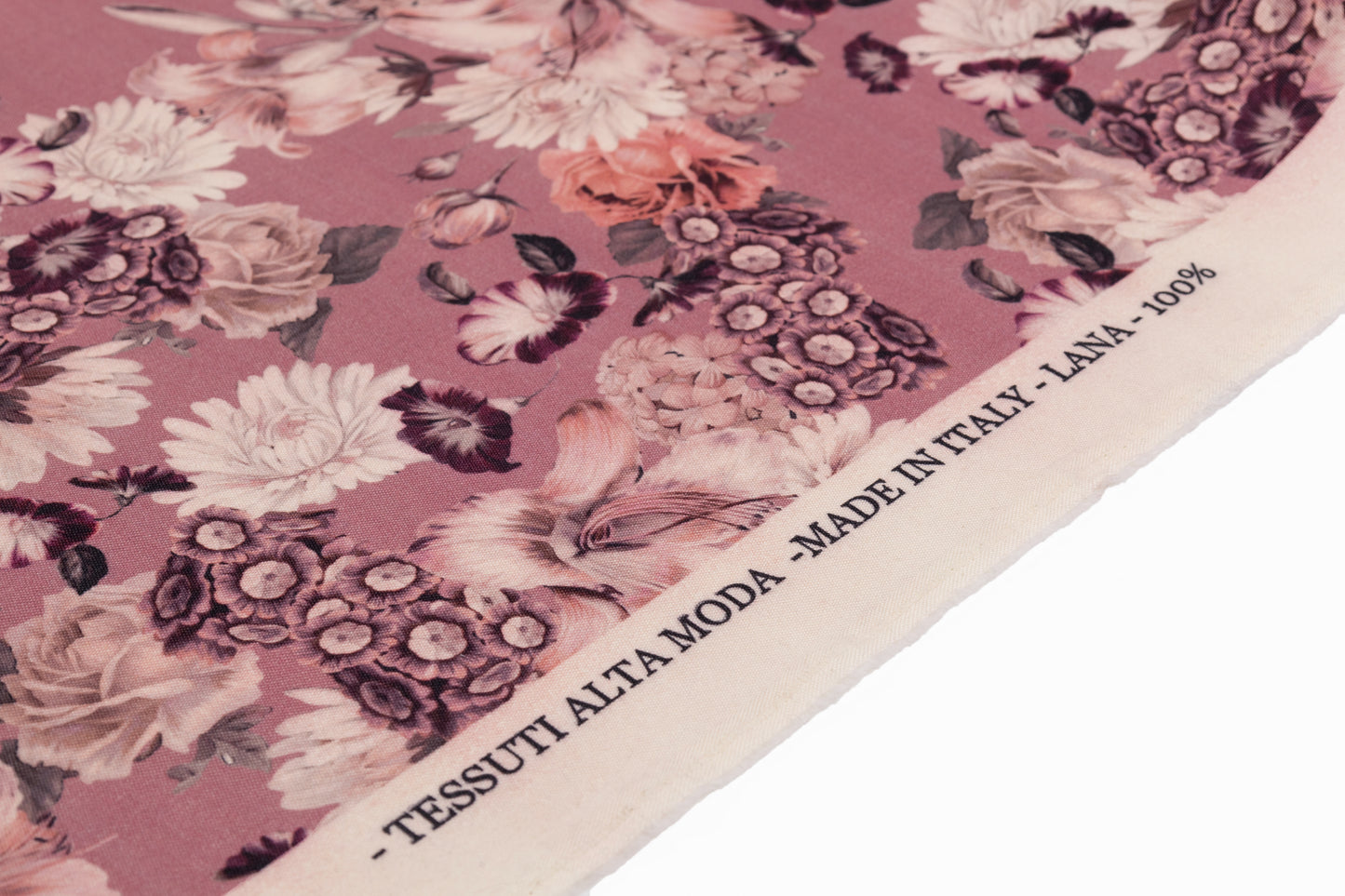 Floral Printed Italian Wool - Mauve