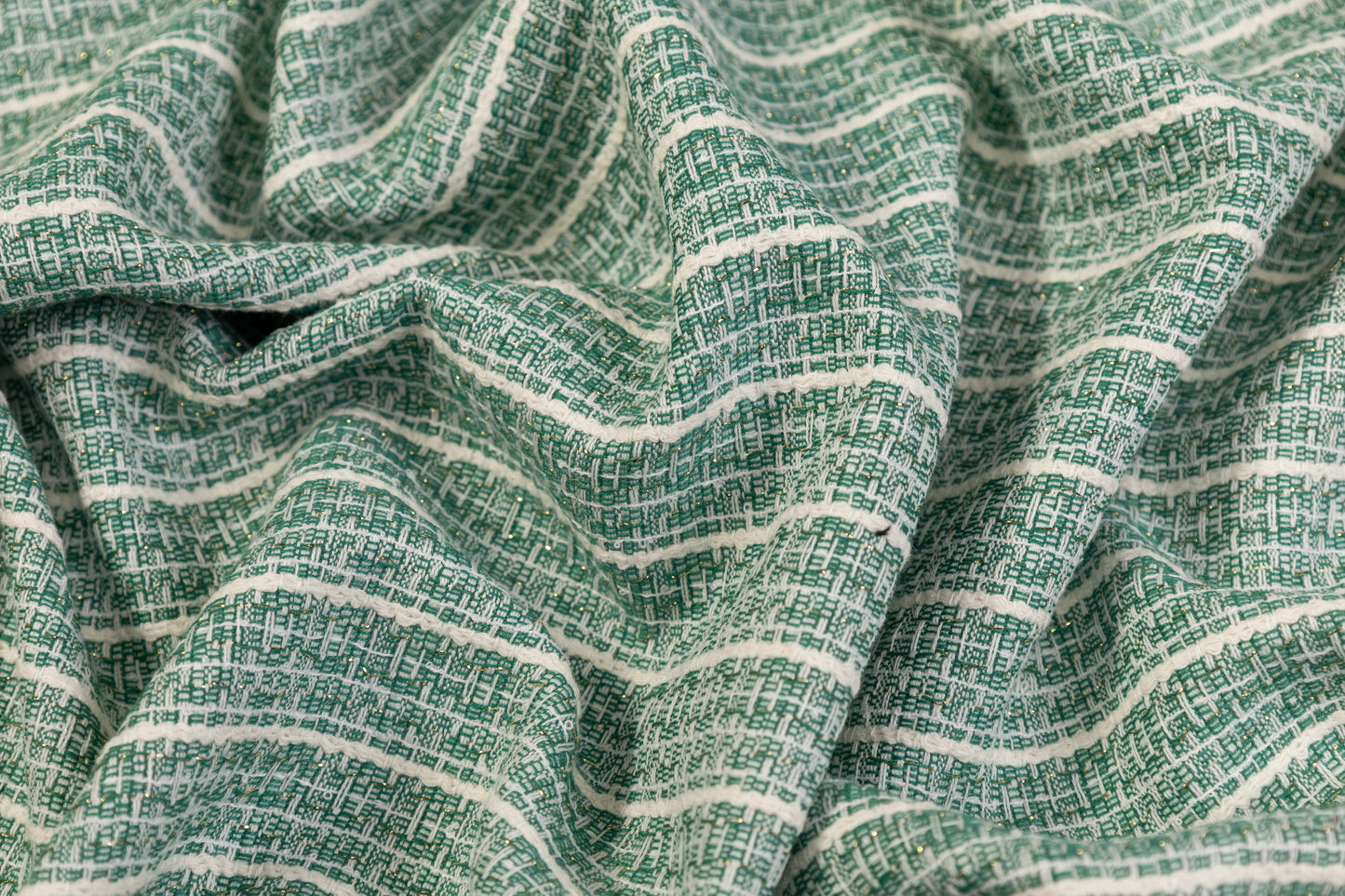 Italian Cotton Viscose Tweed - Green / White