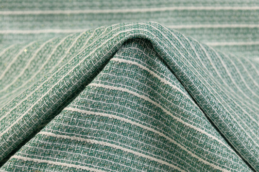 Italian Cotton Viscose Tweed - Green / White